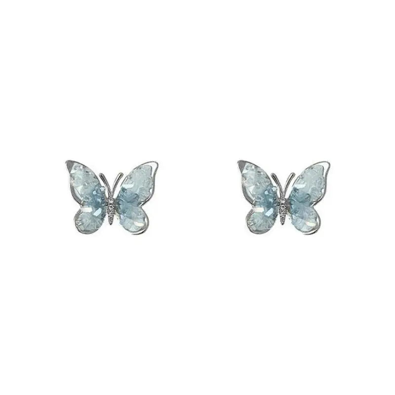 Korean Fashion Color Crystal Flower Butterfly Earrings for Women Exquisite Elegant Earring Wedding Party Luxury Jewelry Gift