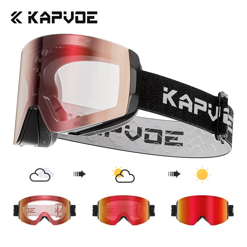 KAPVOE Outdoor Ski Goggles Men Snowboard Glasses Women Winter Snow Sunglasses UV400 Magnetic Attraction Anti-Fog Skiing Goggles