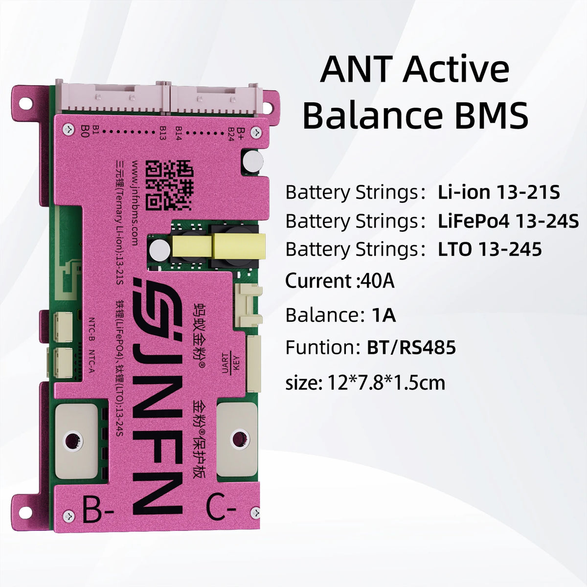 ANT BMS 1A Active Balance Smart BMS 13S 16S 48V 17S 20S 60V 24S 72V Lifepo4 18650 Li-Ion Lto 100A 120A 150A Battery Pack RS485