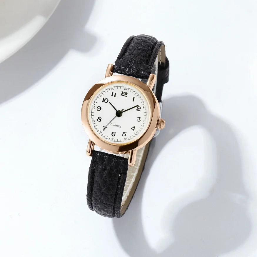Elegant Women's Watch Minimalist Leather Strap Quartz Wristwatch Casual Dress Watches
