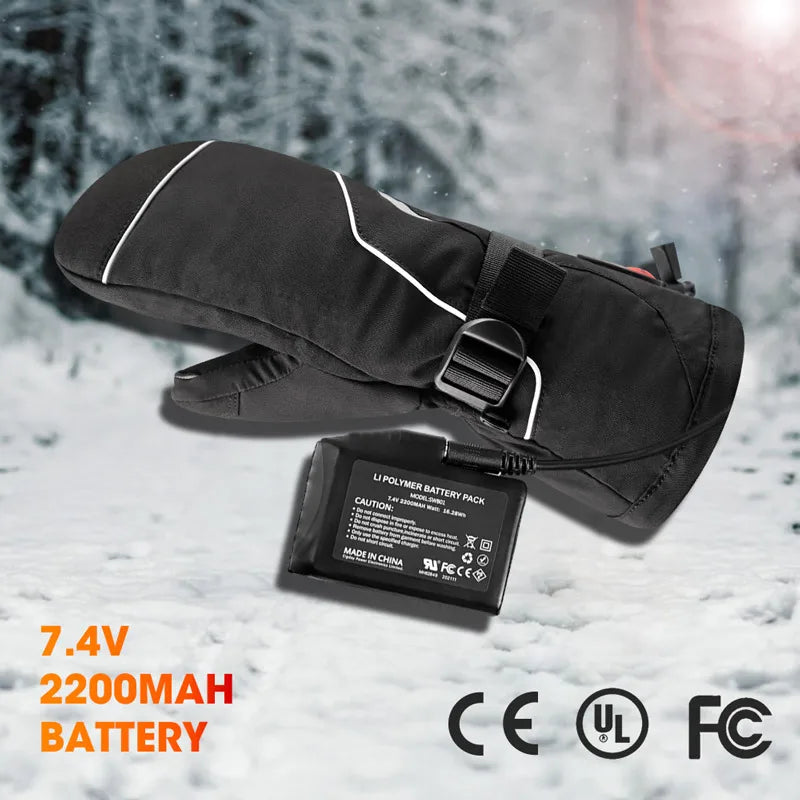 SNOW DEER Electric Ski Gloves for Husband Women Winter Heated Mittens Men Rechargeable Battery Waterproof Thermal Warm hand