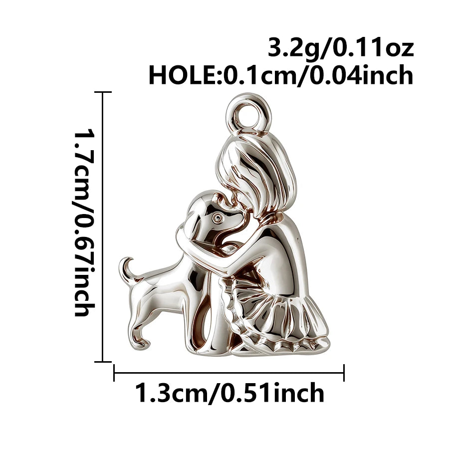 5pcs Lovely Animal Series Pendant Dog Bird Gold Plated 3D Stainless Steel Charms For DIY Jewelry Accessory in Furnace Waterproof
