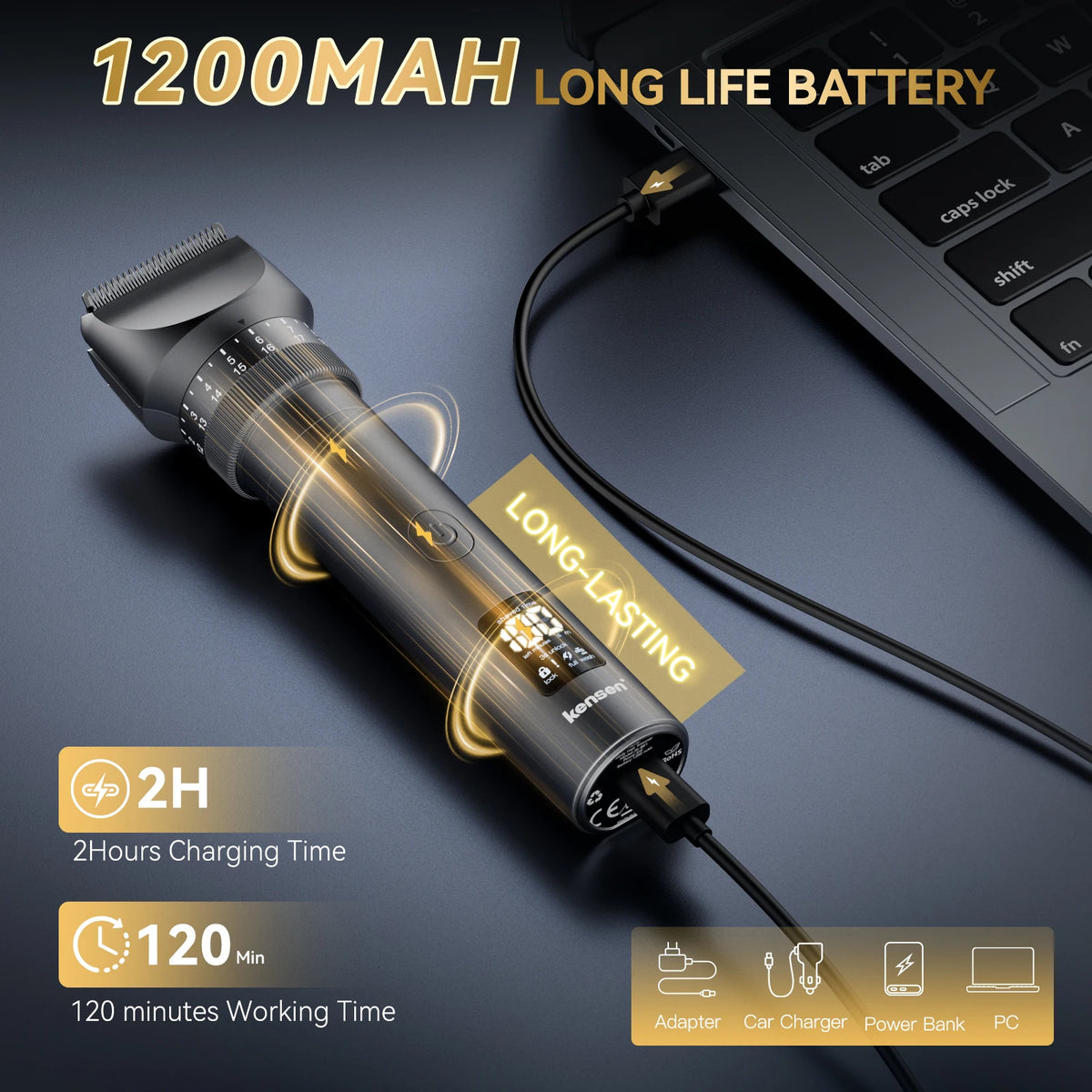 Kensen S29 Hair Trimmer for Men 2 in 1 Adjustable Hair Clipper Kit Electric Razor Dry/Wet Hair Cutting Machine Nose Hair Trimmer