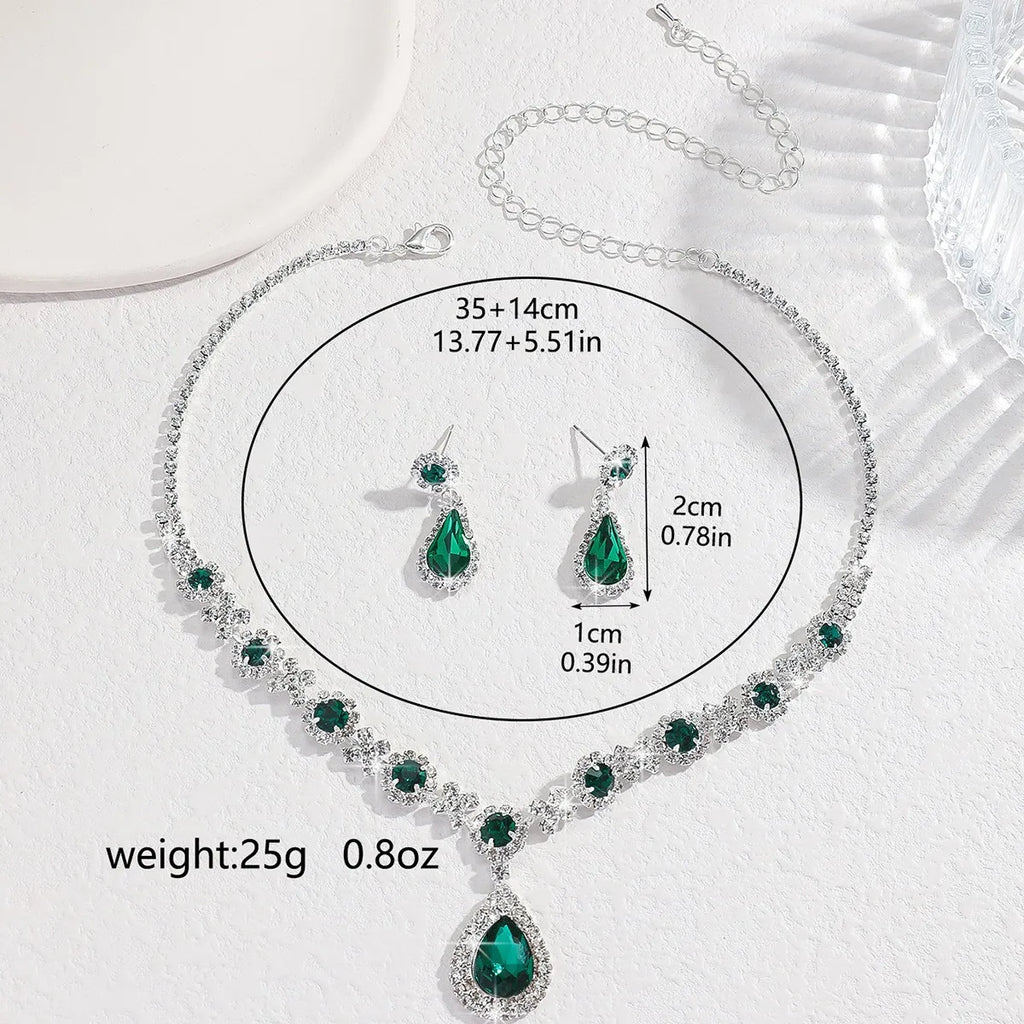 Simple and atmospheric water droplet necklace earrings two-piece set as a surprise birthday gift for girlfriend and best friend