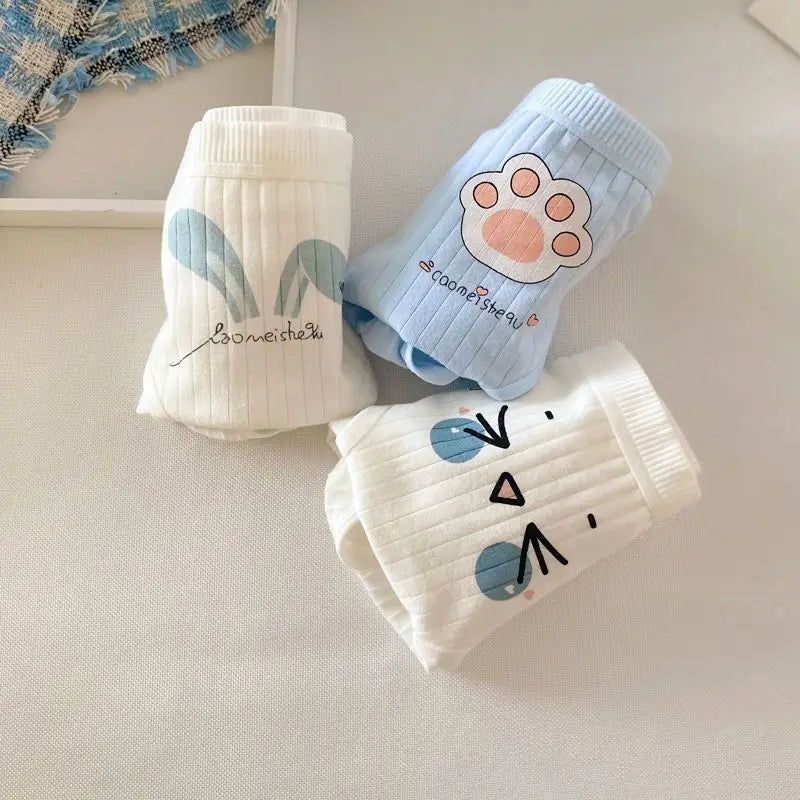 5PCS Girls Cotton Antibacterial Panties Kid Soft Cartoon Briefs 2+y Young Child Underwears Student Cute Thin Breathable Knickers