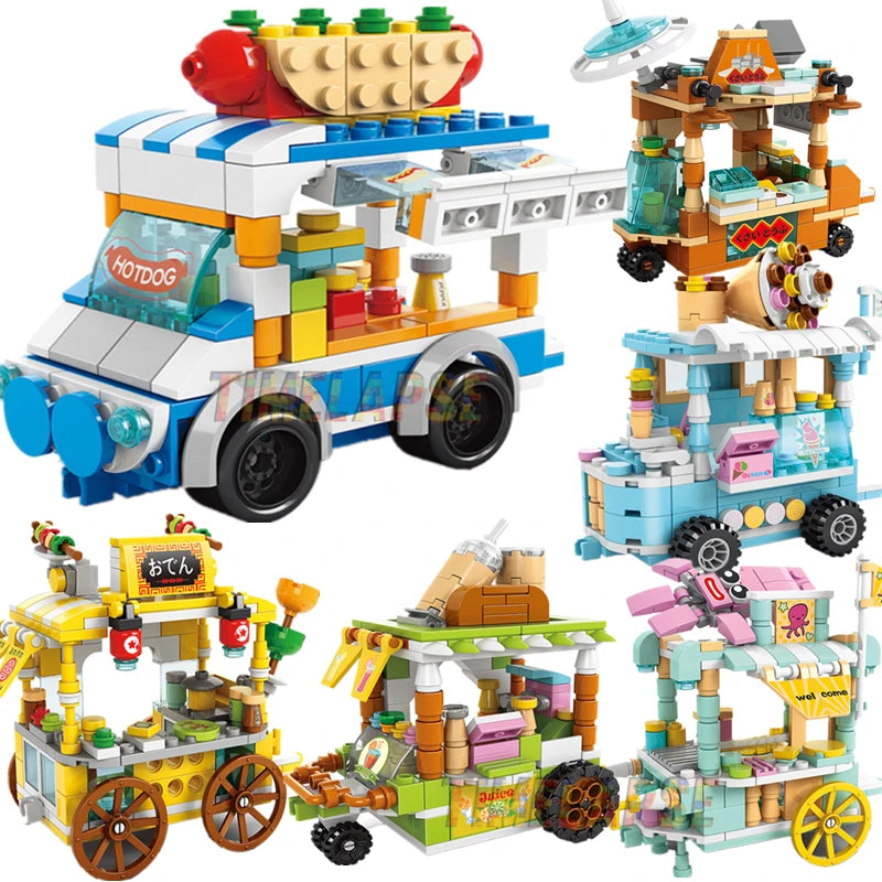 DIY Architecture Store Street View Food House Building Blocks Kit Girls Bricks Classic Movie Model Toys