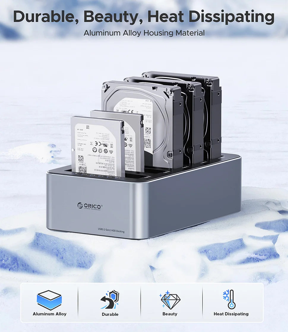 ORICO Hard Drive Docking Station Offline Clone SATA HDD Enclosure for 2.5/3.5 inch SATA SSD/HDD Dock USB C 3.2 Gen 1 Duplicator