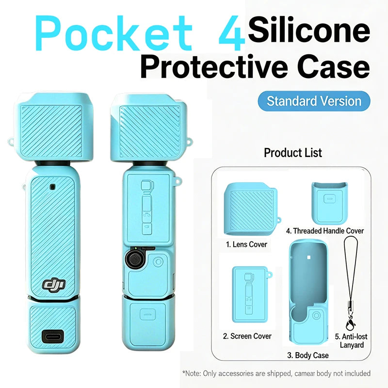 New Silicone Protective Case Set for DJI Pocket 4 Scratch-resistant Shock-resistant Protective Case for Camera Shell Accessories