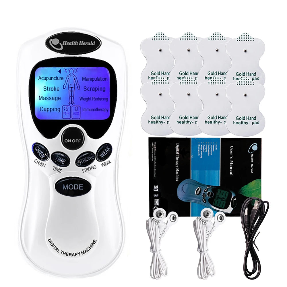 Electric Dual Output Tens Massage Machine Electrical EMS Muscle Stimulator Full Body Pulse Massager Acupuncture Digital Machine