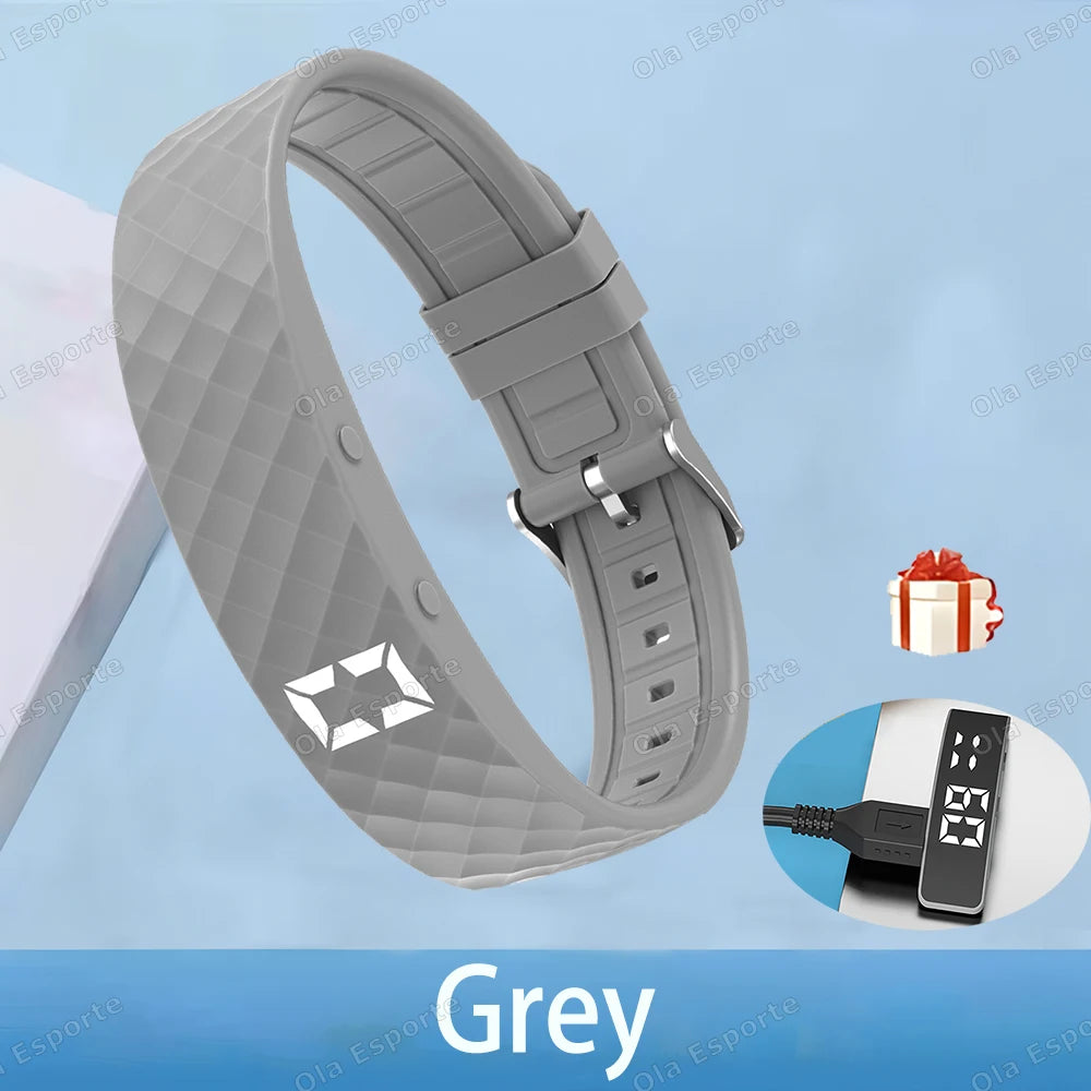 Vibrating Alarm Clock Watch Heavy Sleepers Silent Wake-Up Smart Bracelet Men Women Adjustable Wearable Vibration Wrist Band HW12