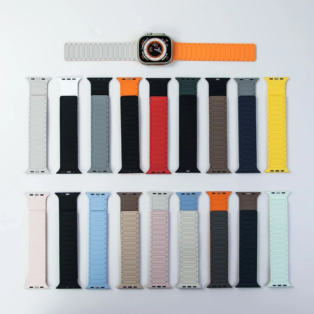 Magnetic Silicone Band for Apple Watch Ultra 3 2 49mm 46mm 42mm 45mm 44mm 40 41mm Strap IWatch Series 11 10 9 8 7 6 SE Bracelet
