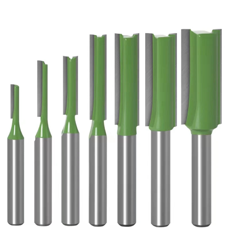 7pc/Set 6mm/1/4′′ Shank Straight Bit Tungsten Carbide Single Double Flute Router Bit Wood Milling Cutter for Woodwork Tool New
