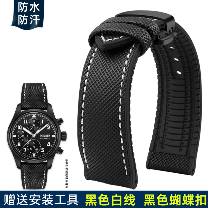 For Longines Seiko water ghost Hamilton series nylon rubber Bottom watch strap 20mm 22mm 23 Strap Men soft Waterproof Wrist Band