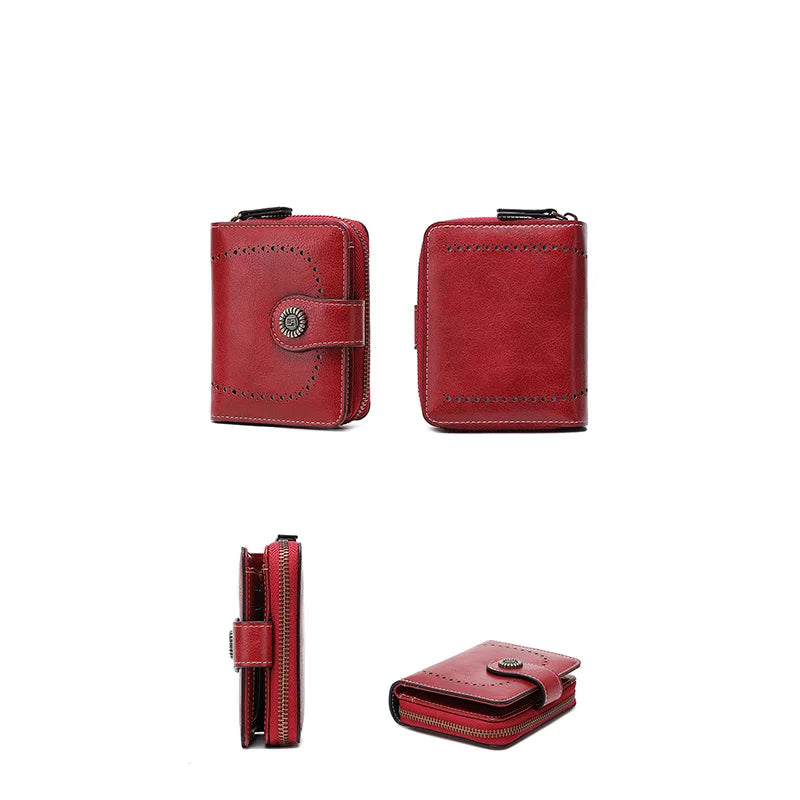 WERLLANDS PU Leather Cutout Embossed Vintage Snap Multi-Card Wallet