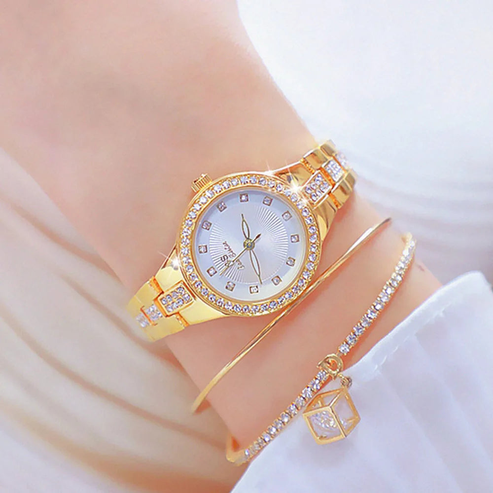 Fashion Women’s Diamond Watch 2025 New Minimalist Gold Silver Wristwatch Elegant Quartz Timepiece Waterproof Dress Gift