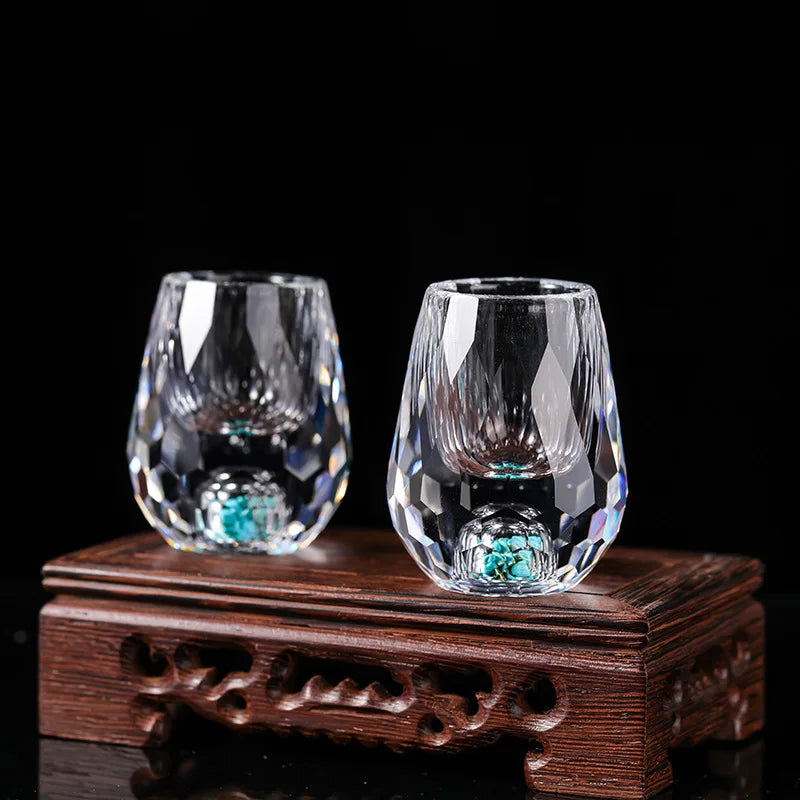 1/2/6pcs 15ML Gold Foil Crystal Wine Glass Luxury Whiskey Glass BPA Free Suitable for Decoration Collection and Celebration