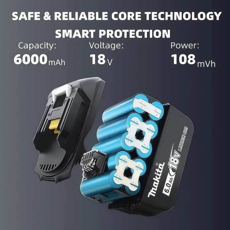 100% Original Makita 18V 6.0Ah Rechargeable Battery For Makita BL1830 BL1830B BL1840 BL1840B BL1850 BL1850B Power Tools Battery
