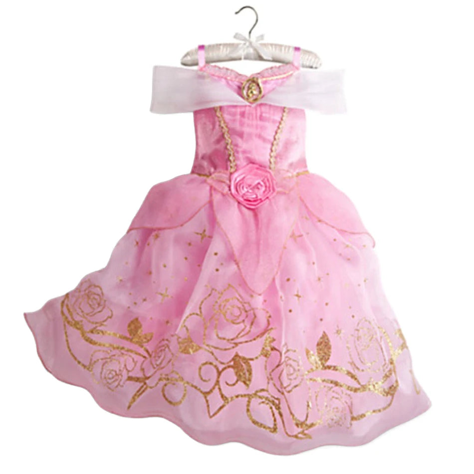 Princess Dress Collection Cinderella Snow White Aurora Rapunzel for Girls Halloween Birthday Cosplay Costume Kids 2-8Y Vestido