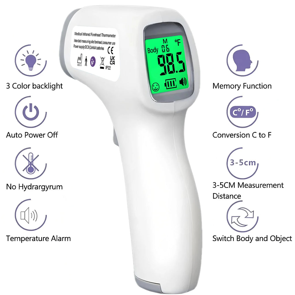 Portable Medical Thermometer & Oximeter Set | Non-Contact Ear IR Thermometer for Child Adult Body Temperature & Blood Oxygen Mon
