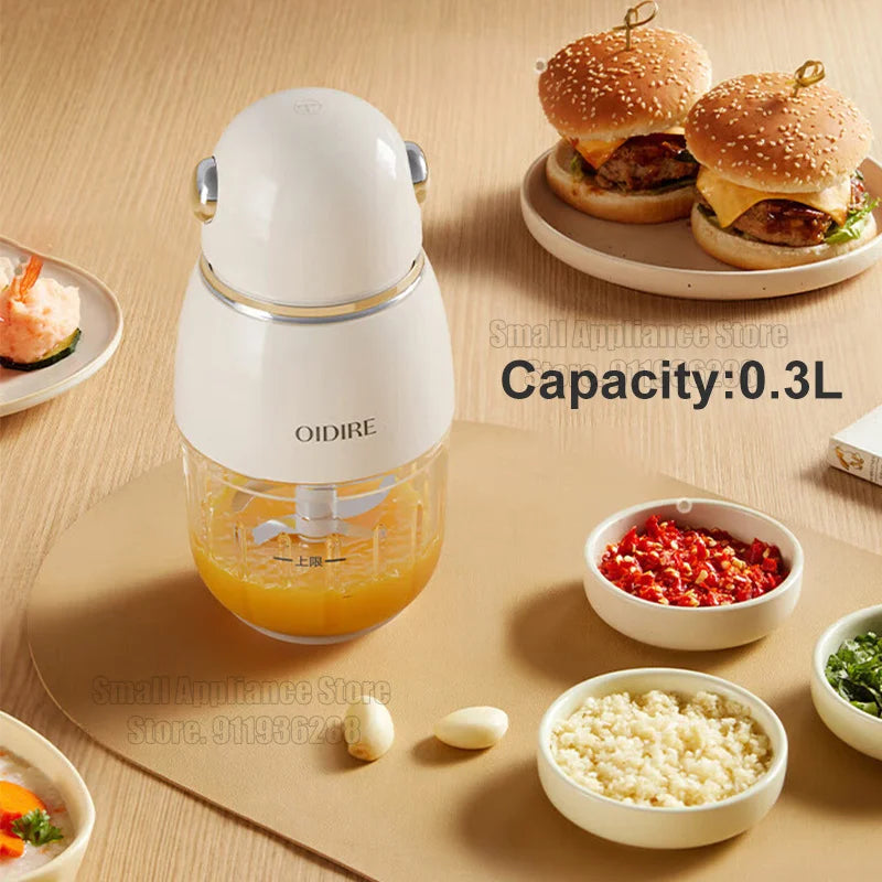 OIDIRE Electric Meat Grinder 0.3L Food Processor 150W Food Chopper Vegetable Kitchen Cutter Small Super Chopping Grinding BFS3