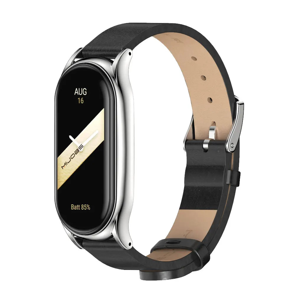 For Mi Band 10 9 8 7 6 5 Strap Silicone Wristband for Mi Band 9 Leather Strap For Mi band 8 Bracelet MiBand Metal Wristbands