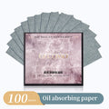100 Sheets Oil-absorbing Paper With Case &Puff Portable Oil-holding Bamboo charcoal Paper for Makeup