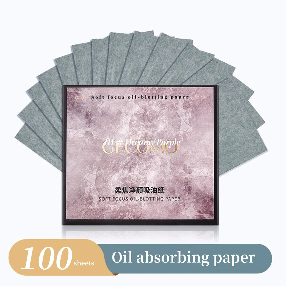 100 Sheets Oil-absorbing Paper With Case &Puff Portable Oil-holding Bamboo charcoal Paper for Makeup