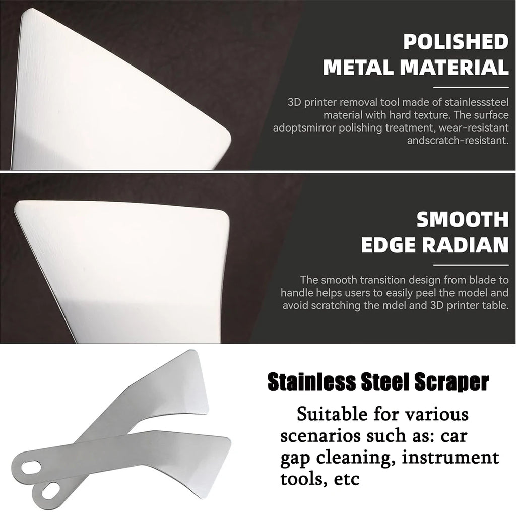 Stainless Steel Scraper Set Ultra Sharp Scrapers Remove Residue from Steel Aluminum and More Ends Offer Extra Leverage