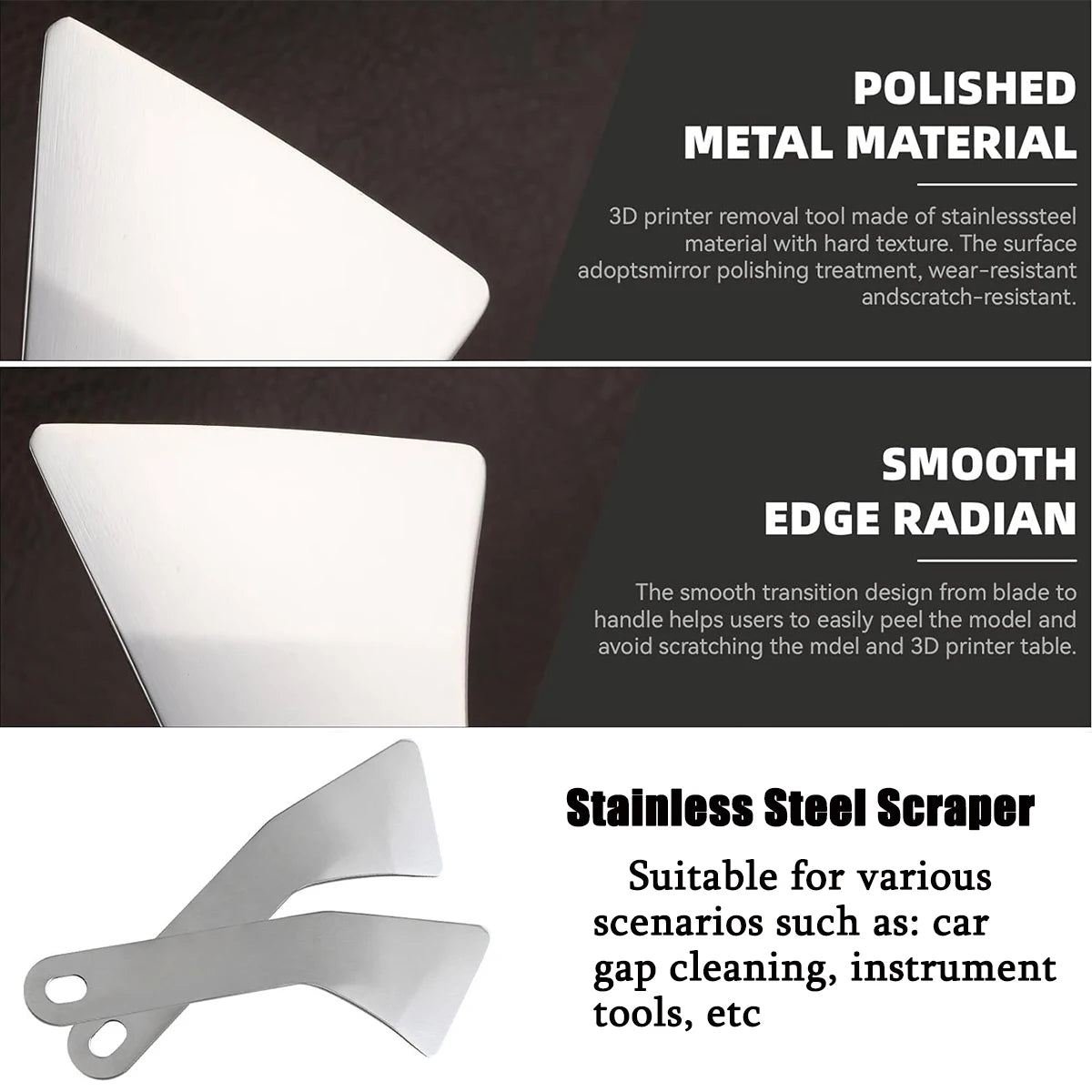Stainless Steel Scraper Set Ultra Sharp Scrapers Remove Residue from Steel Aluminum and More Ends Offer Extra Leverage