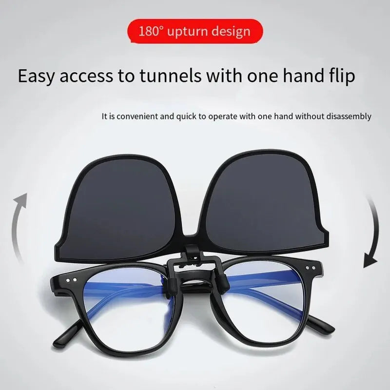 Clip On Sunglasses Men Photochromic Car Driver Goggles Night Vision Glasses Anti Glare Vintage Square Glasses