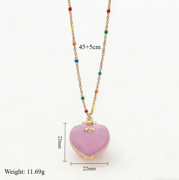 Fairy Tale Gingerbread House Necklace Open and Close Pendant Necklace Women Girls Enamel House Girl Necklace Jewelry Accessory