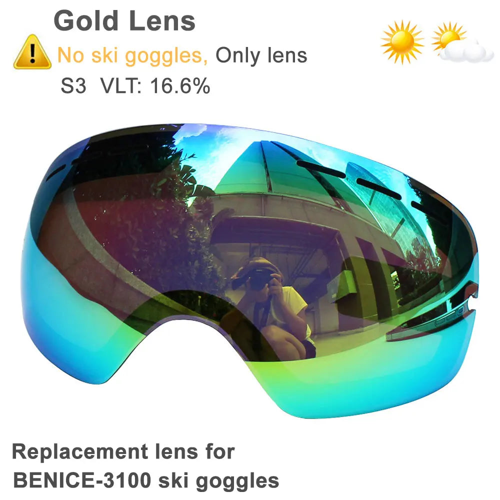 UV400 Anti-fog Double Layers Ski Goggles Big Lens Ski Mask Glasses Skiing Snow Snowboard Eyewear Mirror Polarize Goggles for men