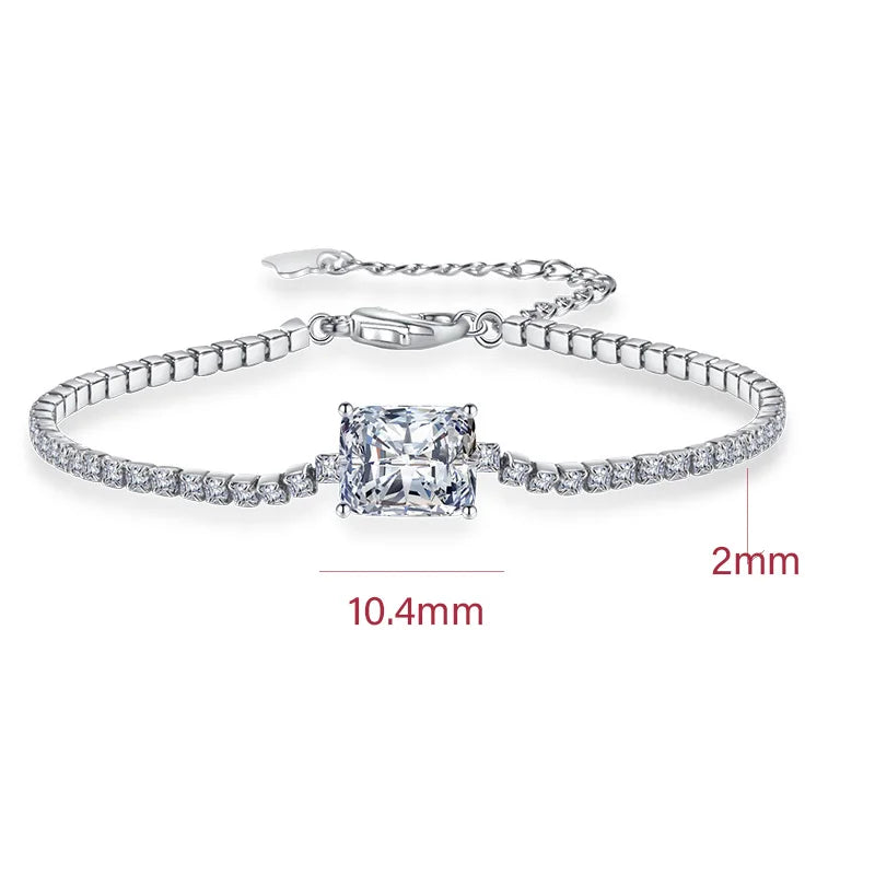 Nice Moissanite Tennis Bracelets for Women Luxury Wedding Engagement Jewelry 925 Sterling Silver Bangles Plated 18K white gold