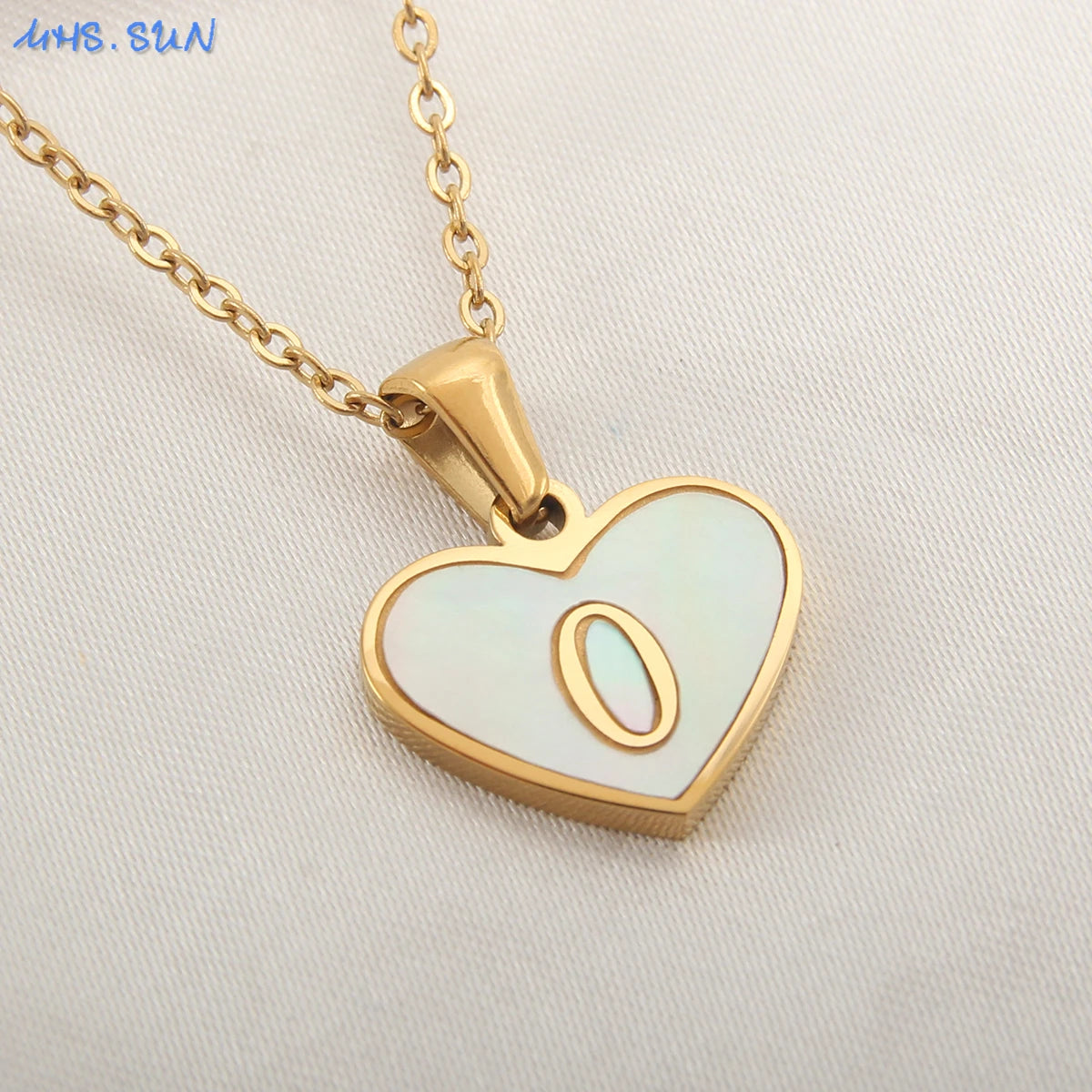 MHS.SUN Stainless Steel Heart Initial Necklace for Women Girls Gold Plated A-Z 26 Letter Pendant Choker Jewelry Birthday Gifts
