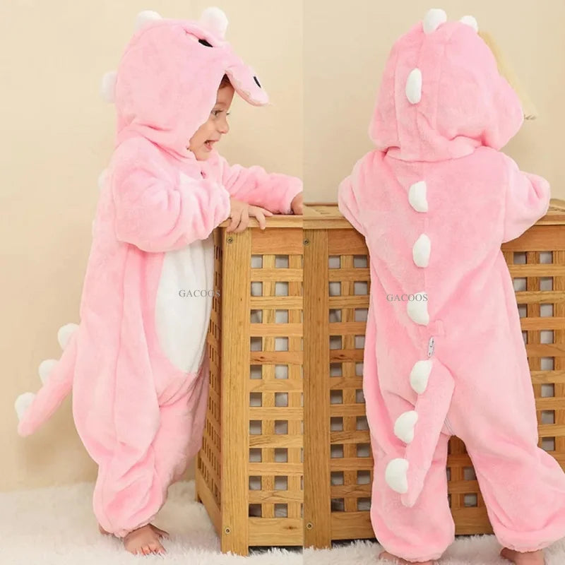 Cartoon Flannel Baby Rompers Unicorn Rabbit Dinosaur Pajamas Cotton Baby Boy Girls Animal Costume Baby Jumpsuit Kigurumi Outfits