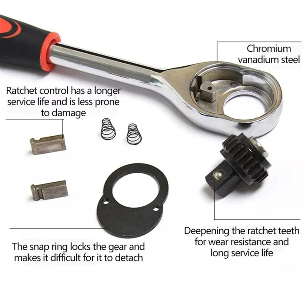 Motorcycle Toolbox Set Fast Ratchet Wrench 46PCS Socket Group Bit Industrial-grade Toolbox Auto Repair Tools Car Maintenance