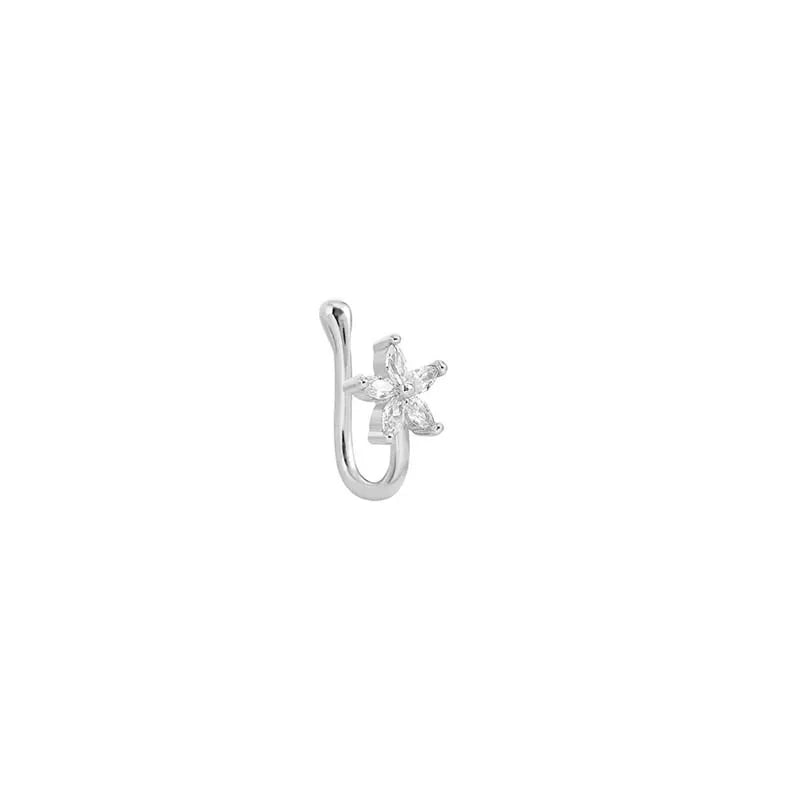 1Pc Chic U-Shape Non-Piercing Nose Ring for Women Simple Hip Hop Shiny Zircon Fake Nose Clip Body Piercing Jewelry Accessories