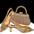 Venus Chan 2024 Special Design High Quality Orange Color African Women Shoes and Bag Set with Shinning Crystal for Wedding Party