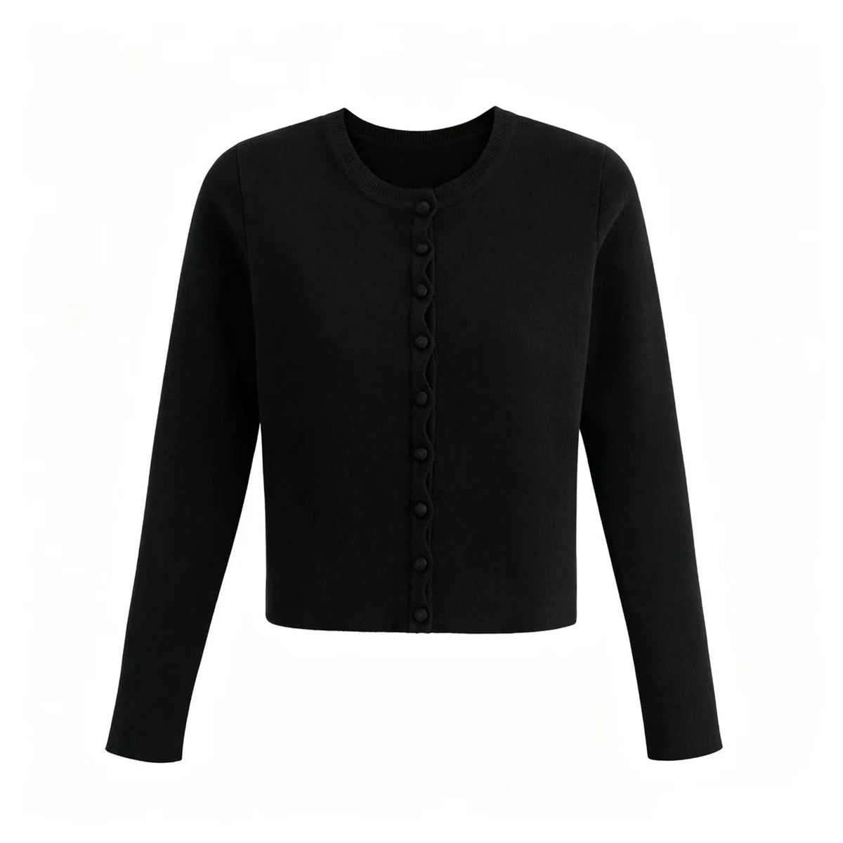 AP AW26 Women Wavy Edge Cardigan Elegant Style Single Breasted