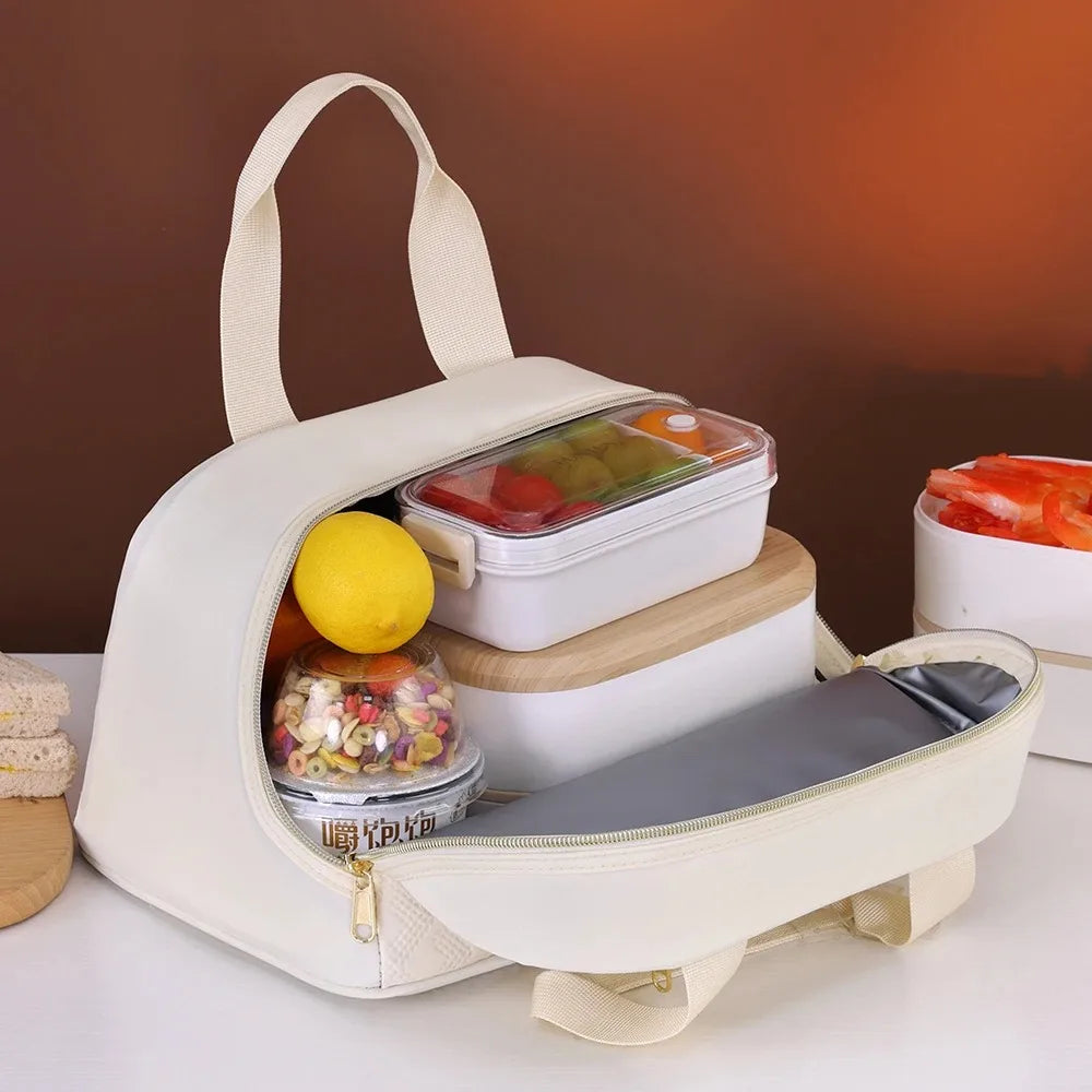 Portable Lunch Bag for OL Women Thermal Insulated Lunch Box Tote Cooler Handbag Waterproof Bento Pouch Office Food Shoulder Bags