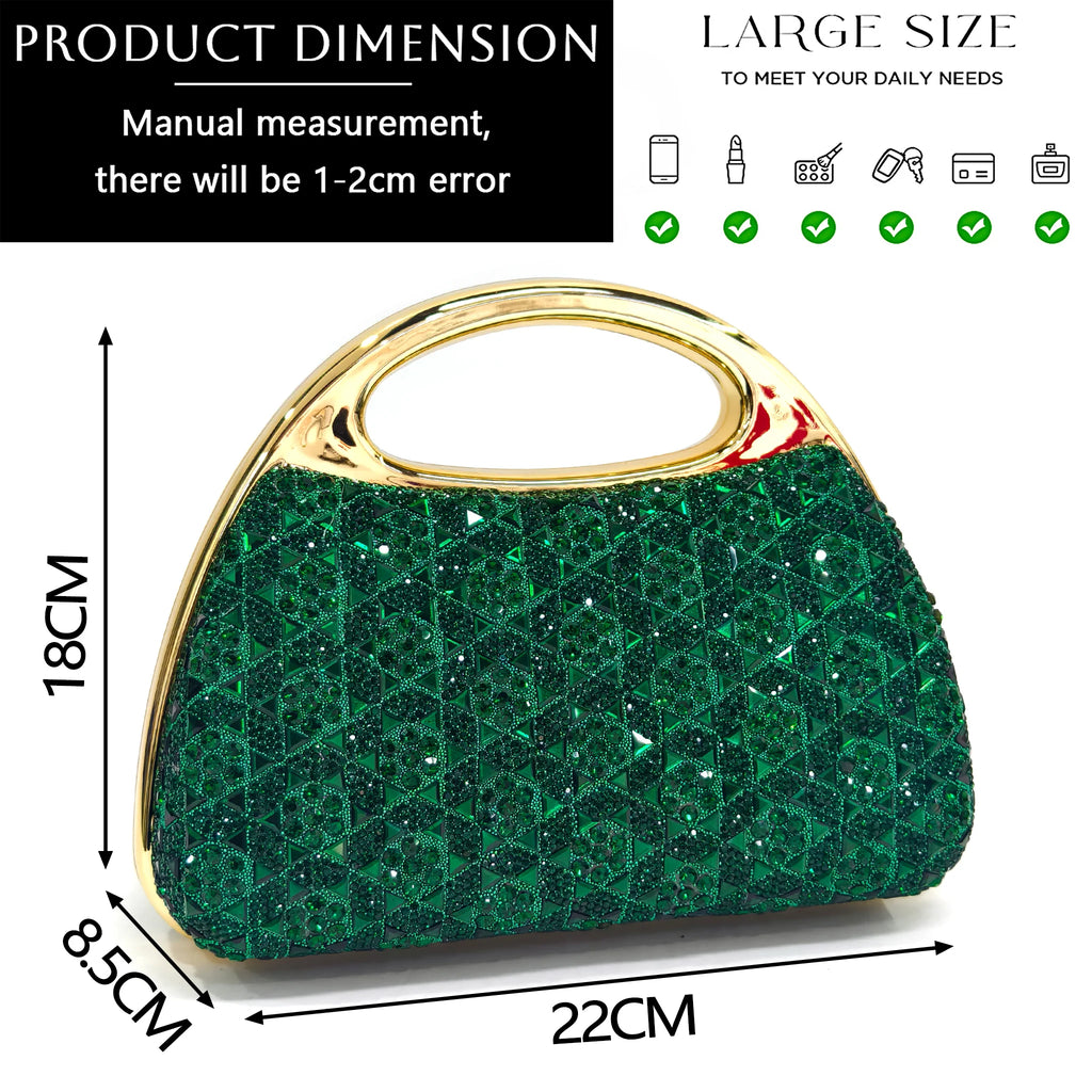 Chic Green Rhinestone Peep-Toe High Heel Sandals and Elegant Matching Bag Set for Women's Parties and Weddings - Italian Design