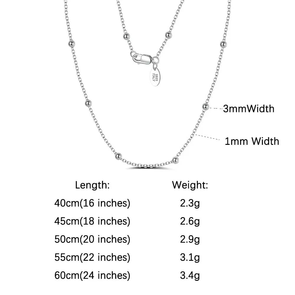 ORSA JEWELS 925 Sterling Silver Chain Necklaces Fashion Party for Men Women DIY Jewelry Simple High Quality 16-24 Inch Wholesale