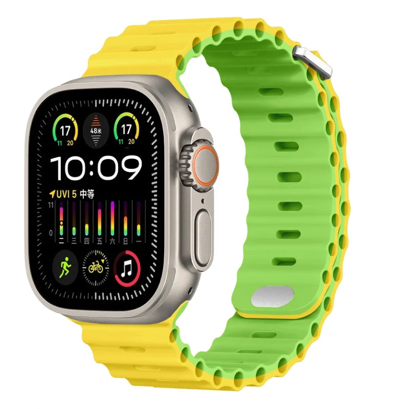 Ocean Strap For Apple Watch Ultra 3/2 Band 49mm 11 10 9 8 7 46mm 45mm 41mm Silicone Bracelet Belt iWatch 6 5 4 SE 44mm 42mm band