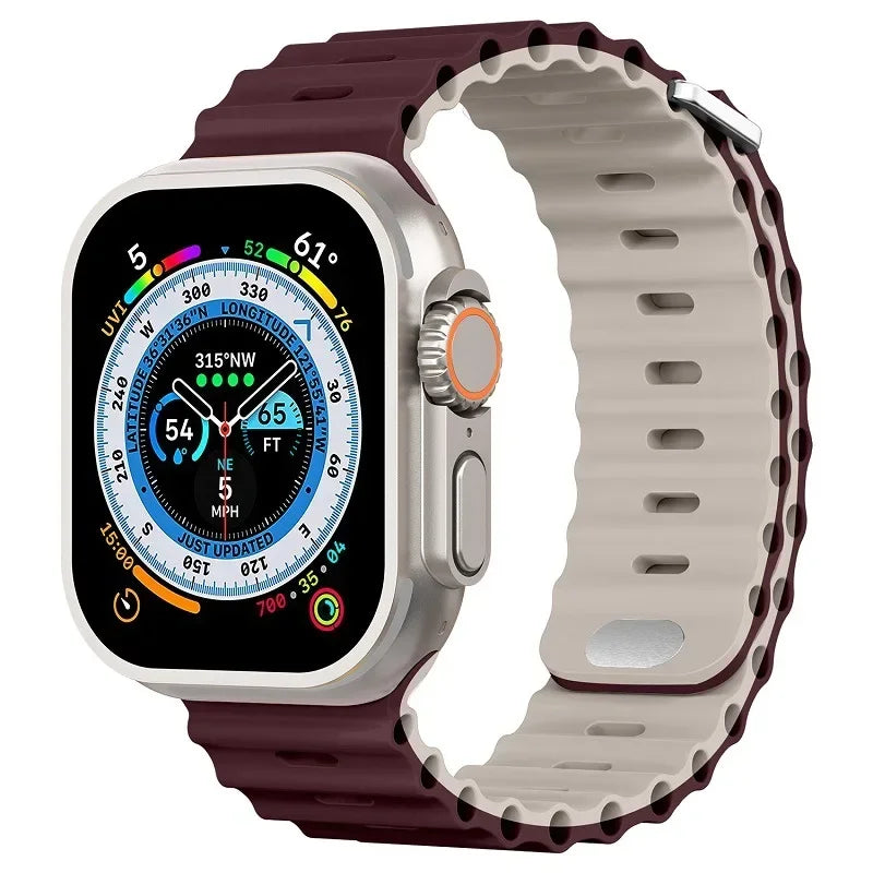 Ocean Strap for Apple Watch Ultra 3/2/1 11 10 46mm 9 8 7 49mm 45mm 41mm Silicone Band for 6 5 4 3 SE3 44mm 40mm 42mm Accessories