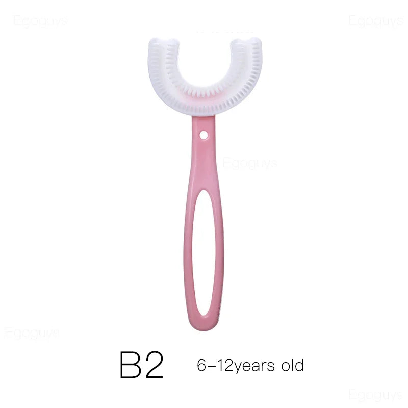 Children U-Shape Toothbrush 360-Degree Oral Cleaning Kids Tooth Brush Soft Million Nano Bristle Silicone Baby Finger Teether