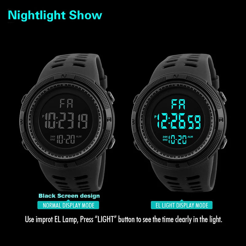 Digital Men Watch Military Sports Wristwatch Multifunction Waterproof Sport Watches Kids Student Electronic Watch for Men Gifts