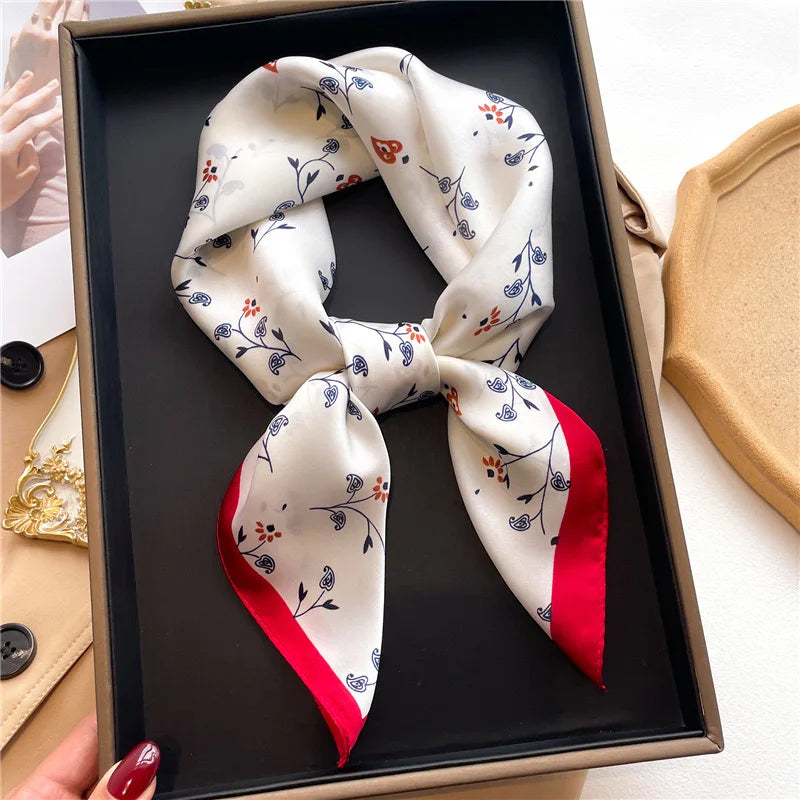 2025 New Yellow Lemon Print Square Silk Scarf for Women 70*70cm Neck Ties Fashion Decorate Neckerchief Female Hijab Bag Ribbions