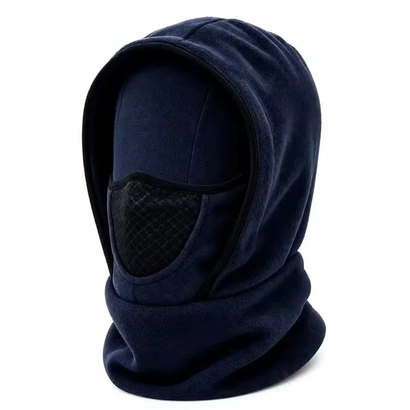 Winter Multifunctional Warm Hat Cold-Resistant Thick Fleece Hood Neck Gaiter Face Mask Combination for Extreme Cold Protection