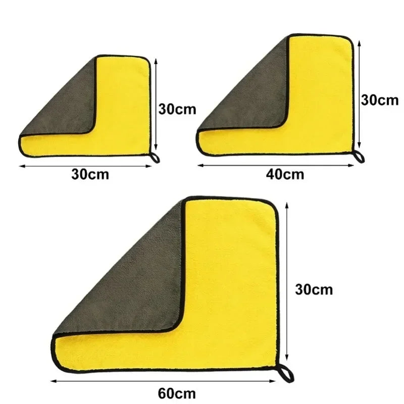 Clearance_1/3/5PCS Microfiber Cleaning Towel Thicken Soft Drying Cloth Car Body Washing Towels Double Layer Clean Rags Car Acces