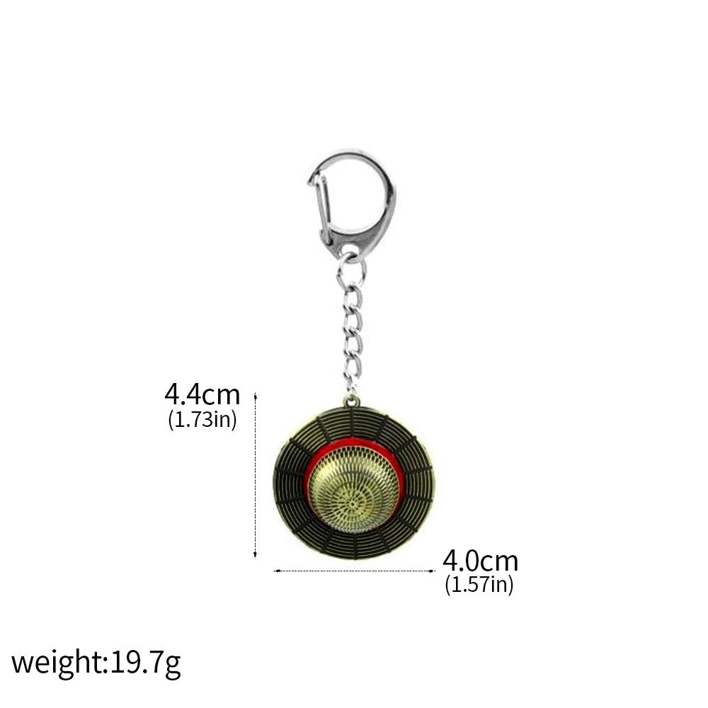 One Piece Luffy Straw Hat Keychain Rotatable Zoro Skull Metal Pendant Role-Playing Decorative Accessories Fan Jewelry Gift
